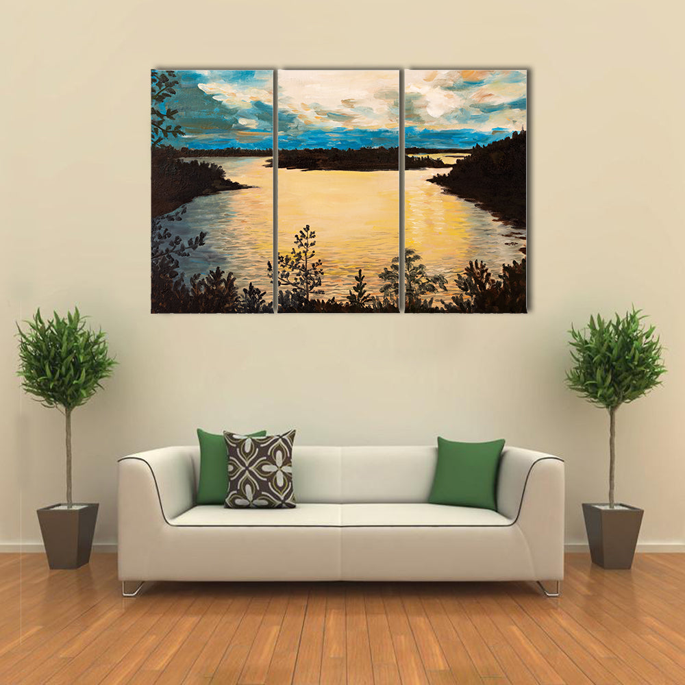Sunset On The Lake Canvas Wall Art