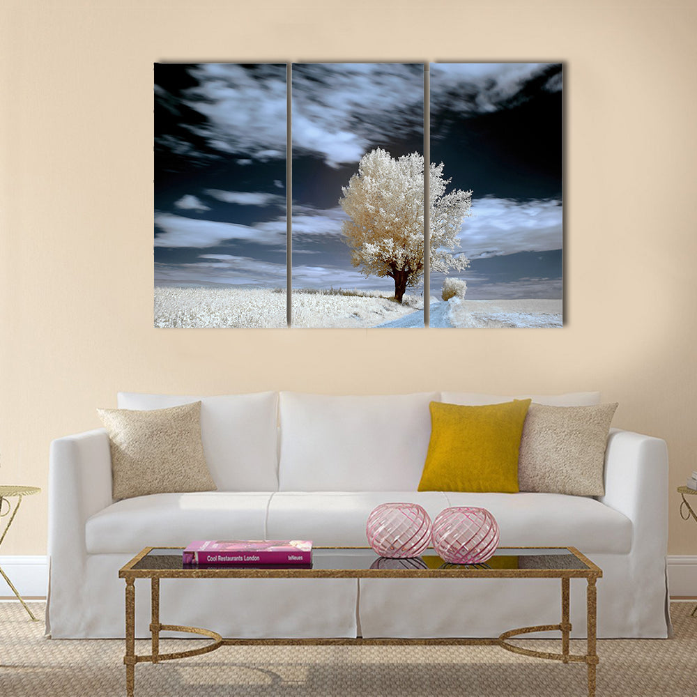 Alone Tree In Winter Canvas Wall Art