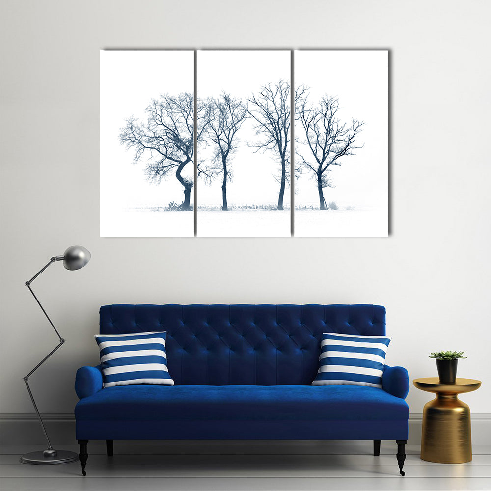 Four Bare Trees in Winter Canvas Wall Art