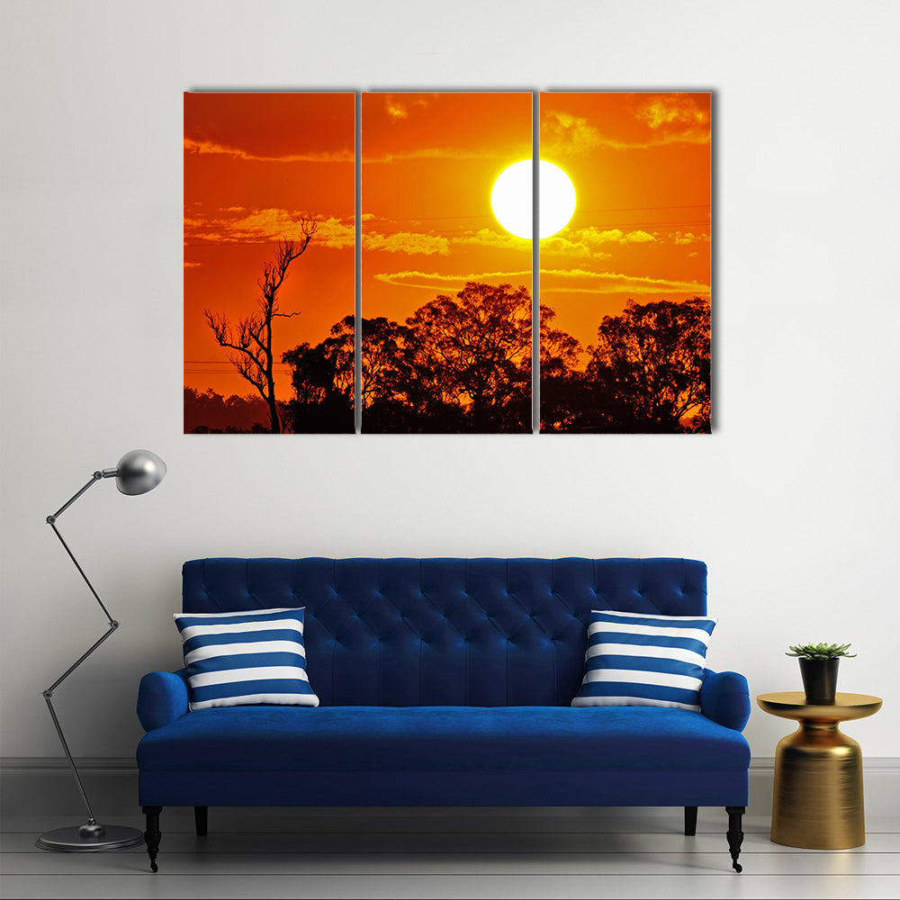 Burning Sun Over Jungle Canvas Wall Art