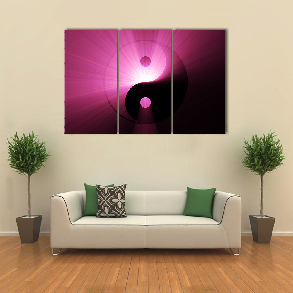 Tai Chi Yin Yang Symbol Light Flare Canvas Wall Art