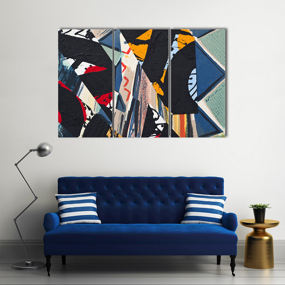 Hand Painted Paper Collage Canvas Wall Art