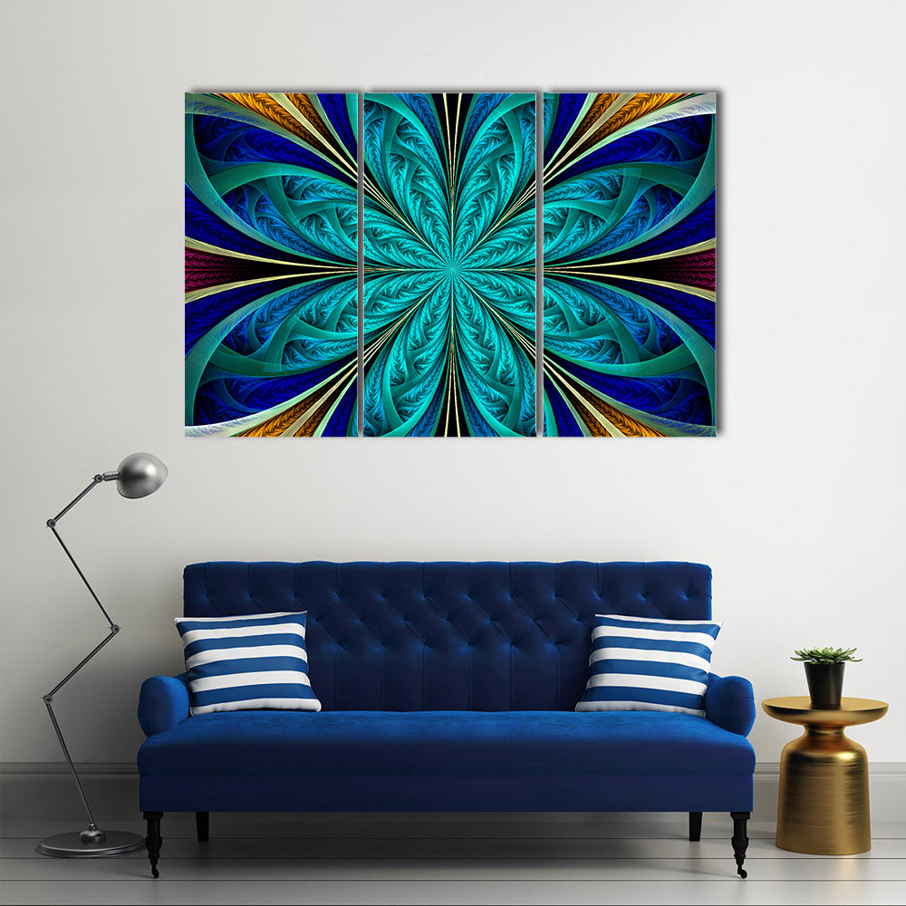 Multicolored Fractal Flower Canvas Wall Art