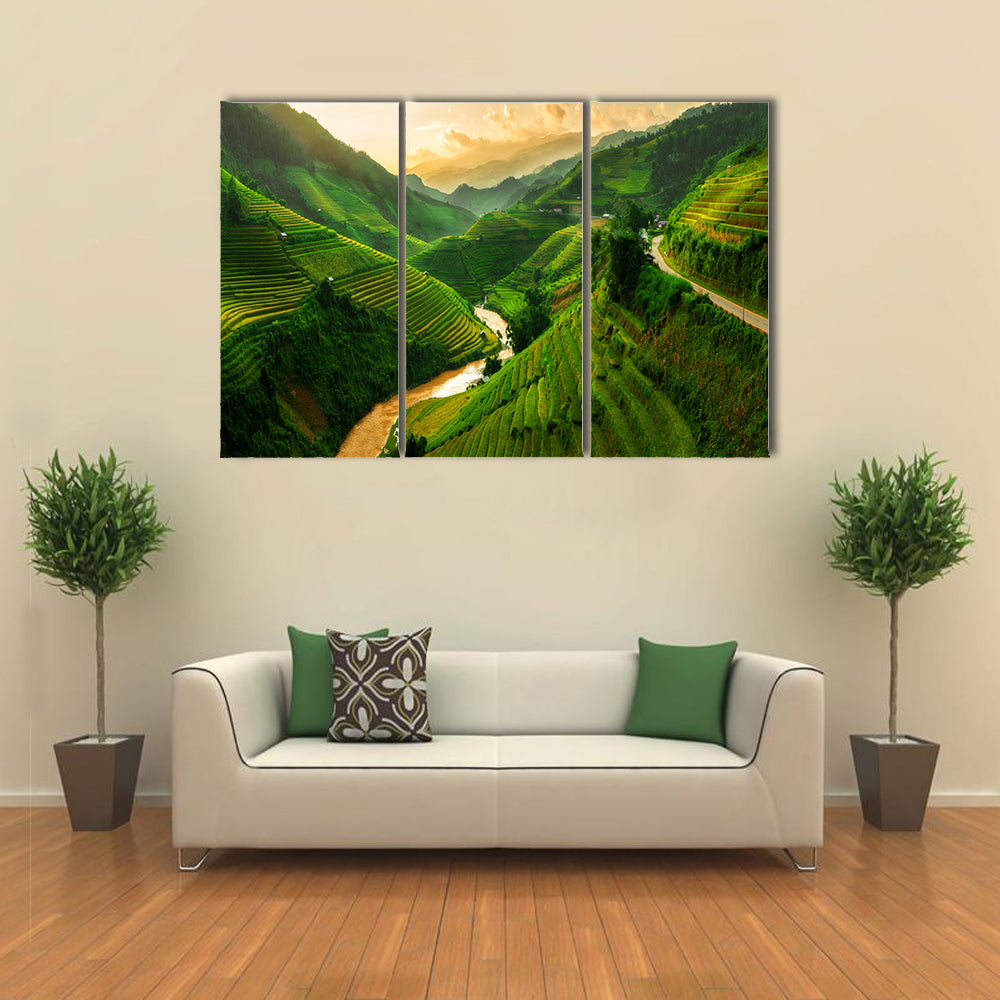 Terraced Rice Field In Mu Cang Chai In Vietnam Canvas Wall Art