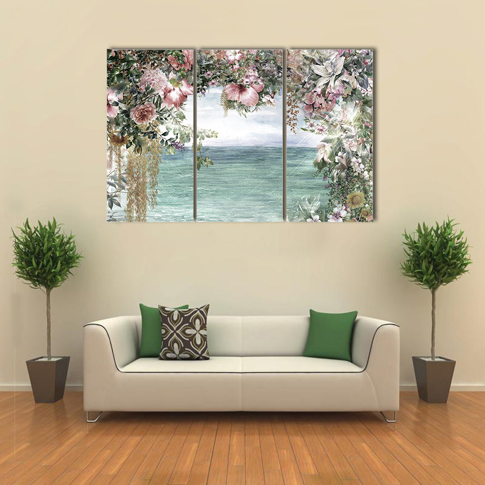 Spring Flowers by the Sea Canvas Wall Art