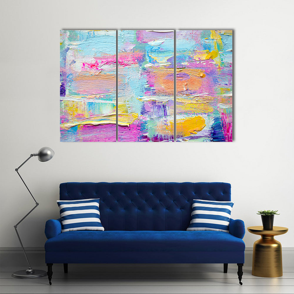 Layered Brushstrokes in Blue and Pink Canvas Wall Art