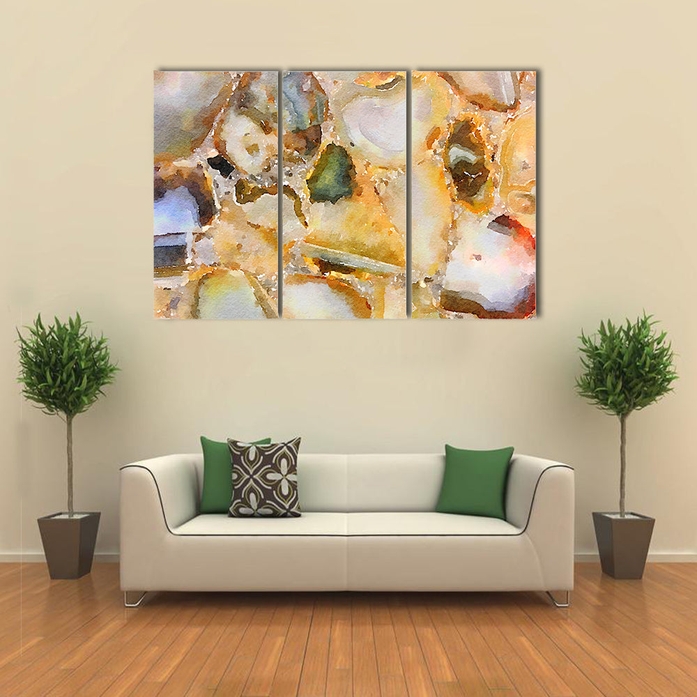 Watercolor Agate Gemstone Mosaic Canvas Wall Art
