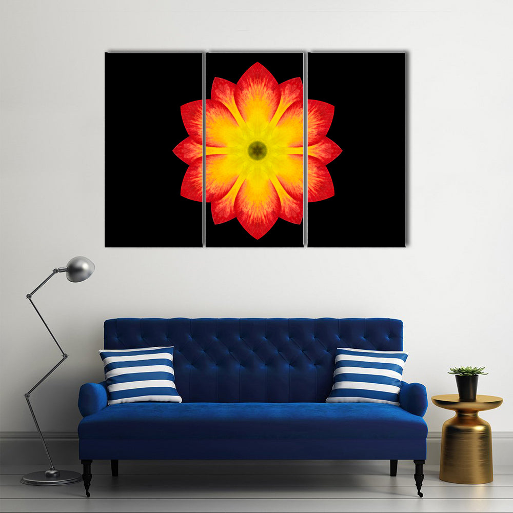Red And Yellow Flower Mandala Canvas Wall Art