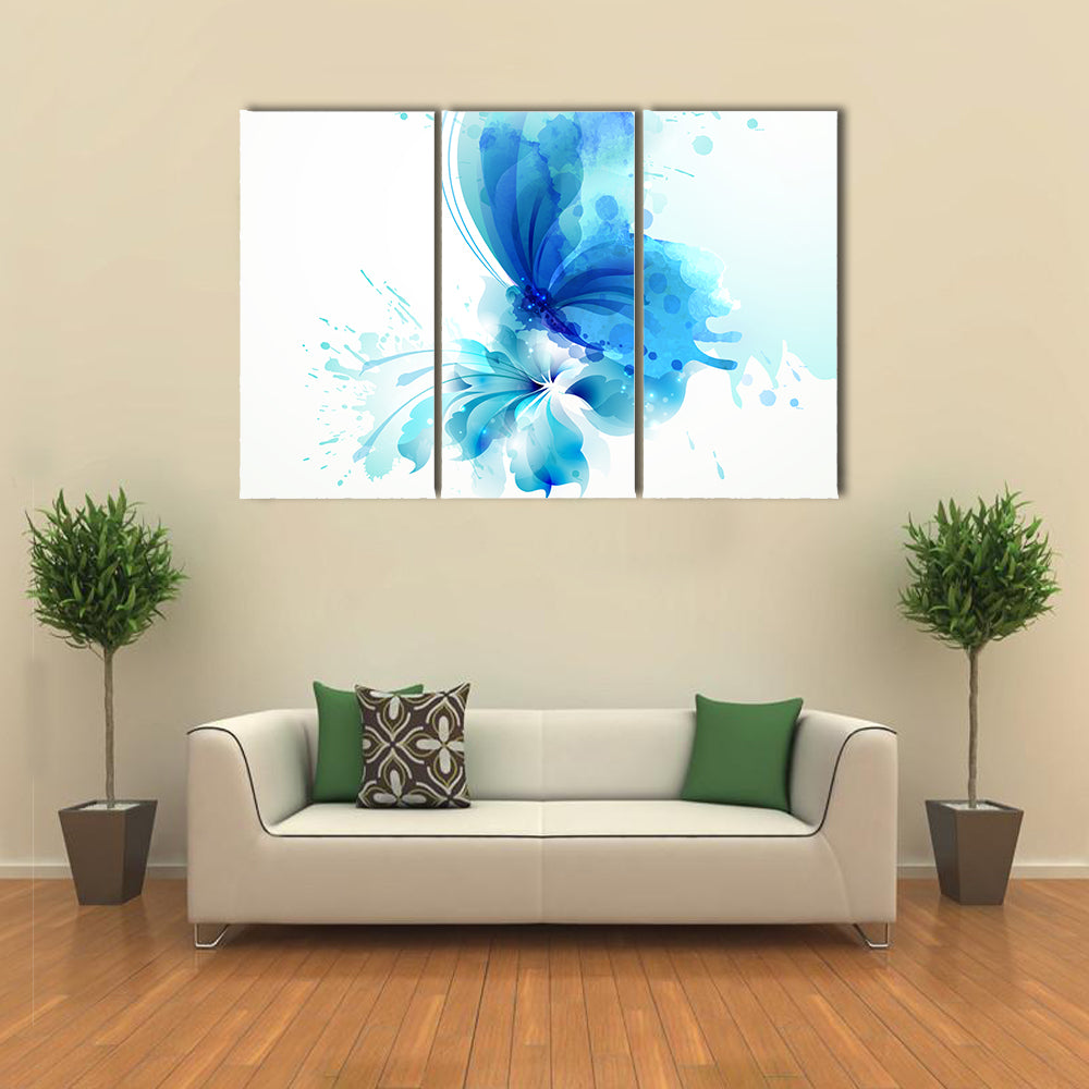 Translucent Blue Butterfly Abstract Canvas Wall Art