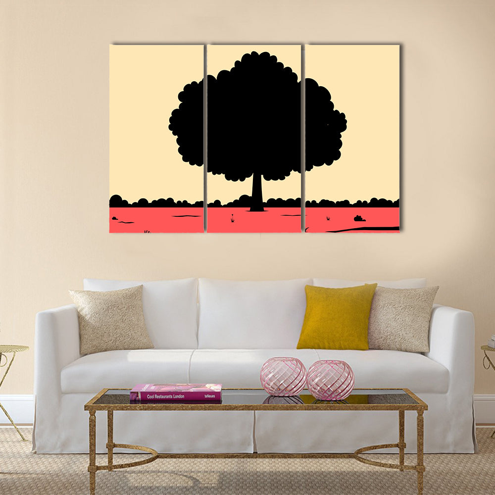 Silhouette Of Tree Canvas Wall Art