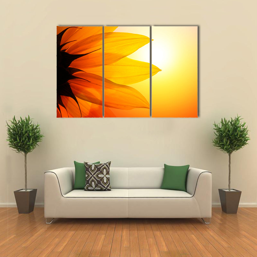 Yellow Sunflower Petals At Sunset Canvas Wall Art