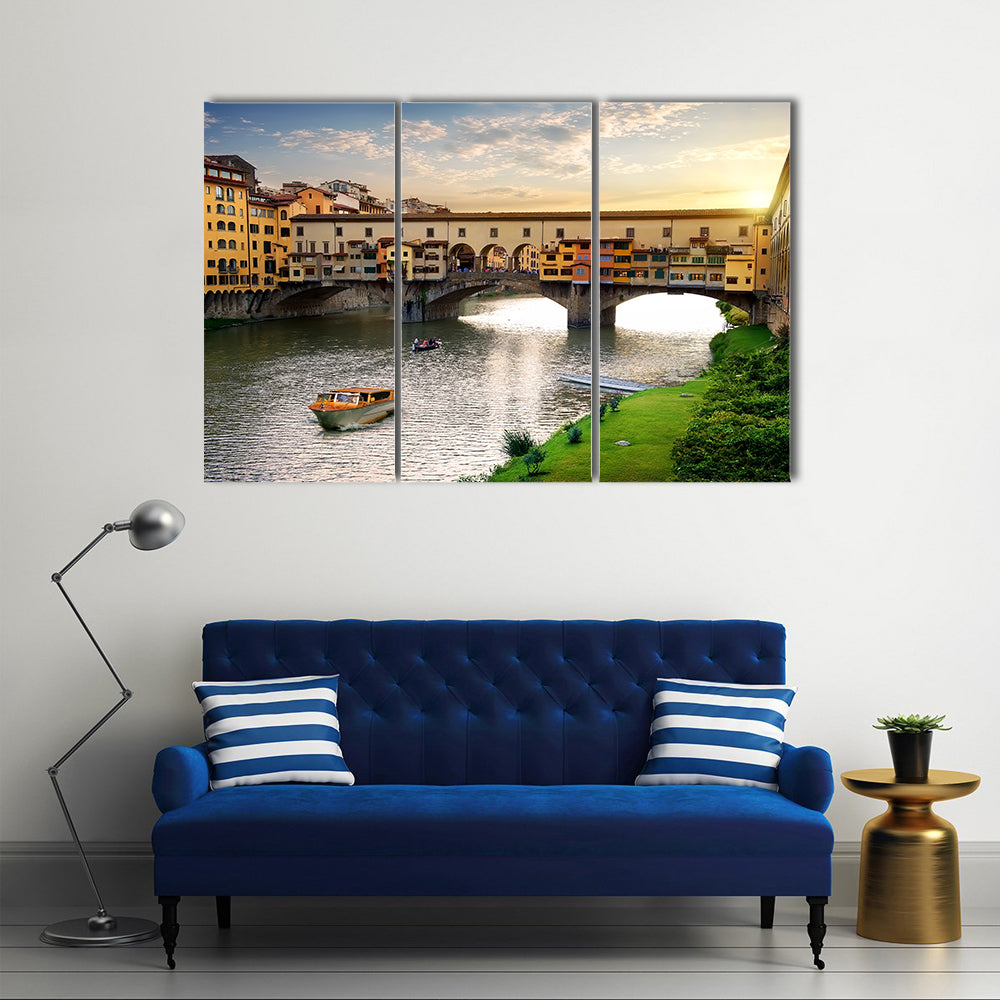 Ponte Vecchio In Florence At Sunset In Italy Canvas Wall Art
