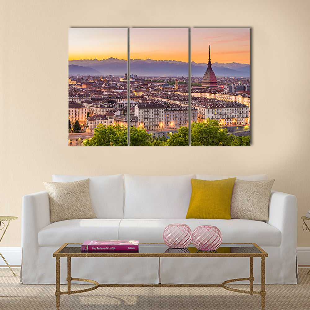 Torino Cityscape In Turin Italy Canvas Wall Art