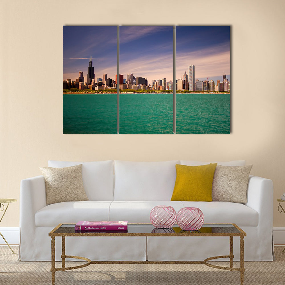 Chicago Skyline Over Lake Michigan Canvas Wall Art