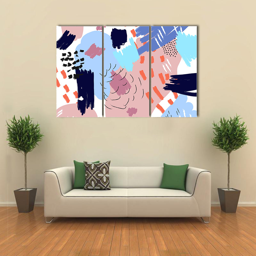 Memphis Style Abstract Collage Canvas Wall Art