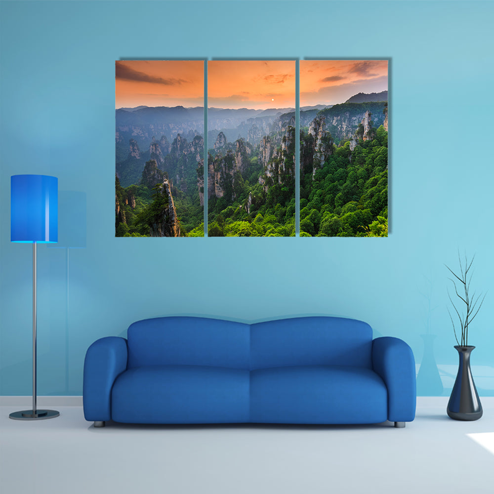 Zhangjiajie National Forest Park At Sunset In China Canvas Wall Art