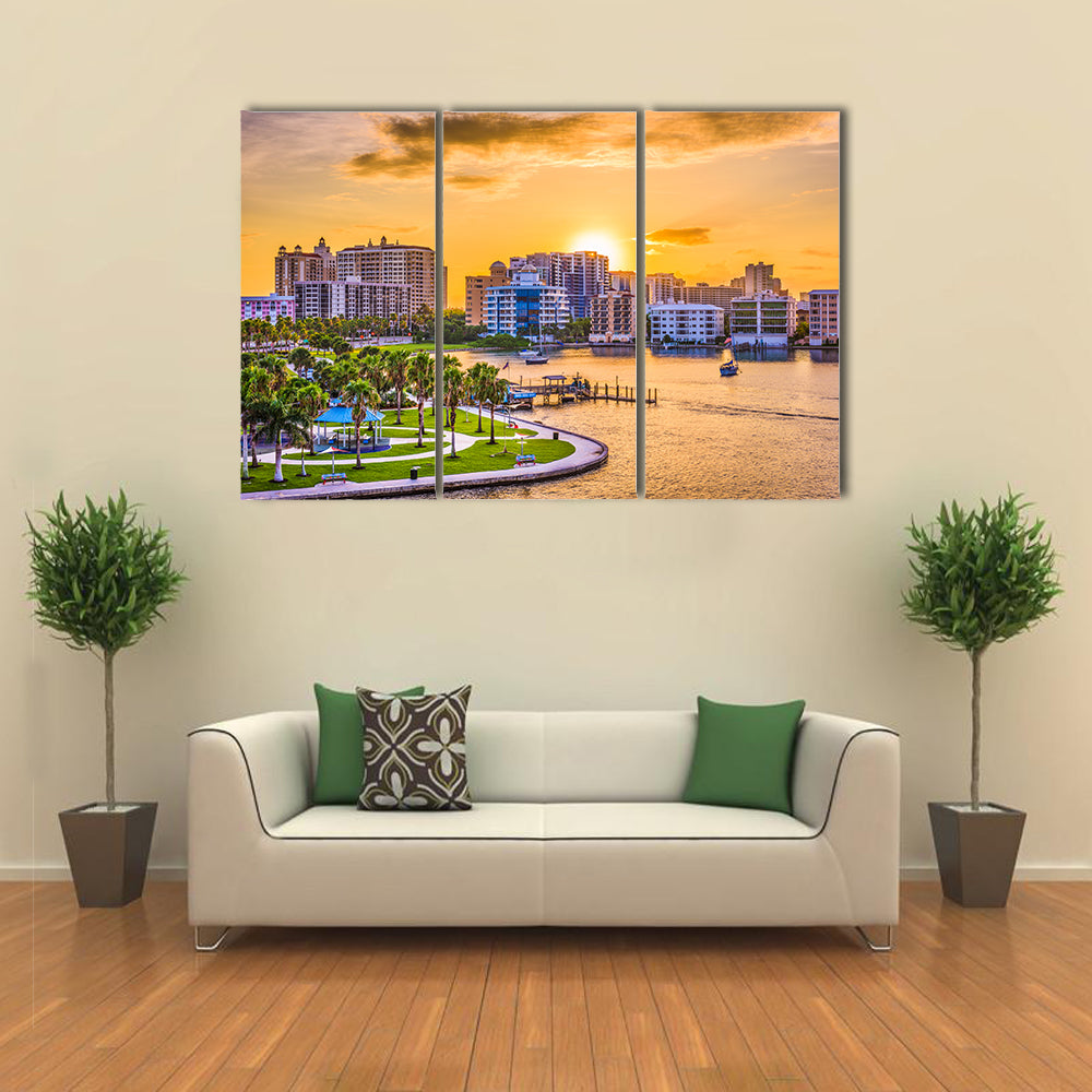 Sarasota Downtown Skyline at Golden Hour Canvas Wall Art