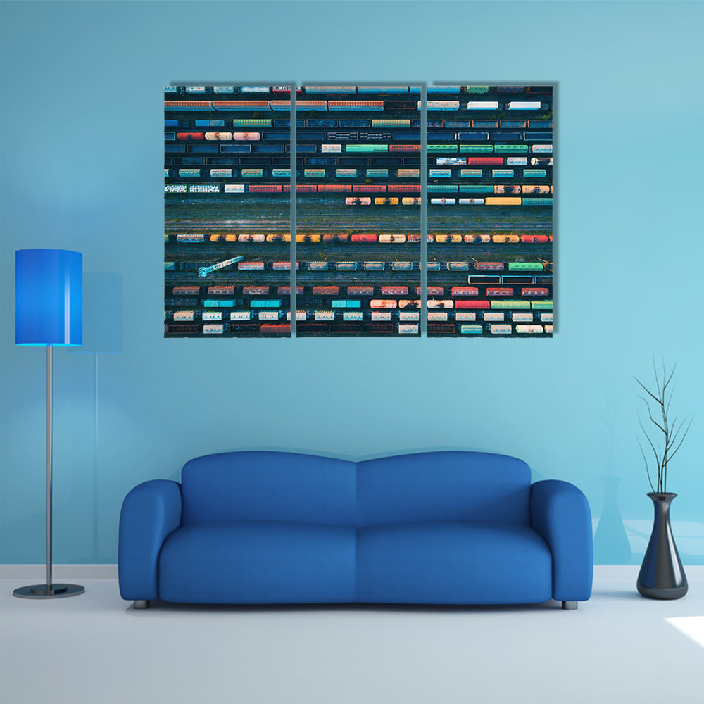 Cargo Trains Close Up Canvas Wall Art