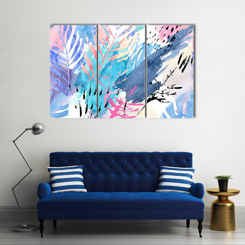 Shabby Tropical Leaves Canvas Wall Art