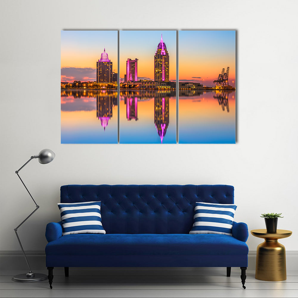 Alabama Downtown Skyline at Dusk Canvas Wall Art