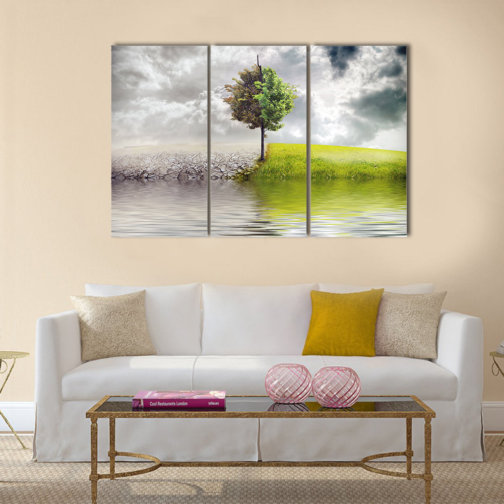 Split Tree Ecology Landscape Canvas Wall Art