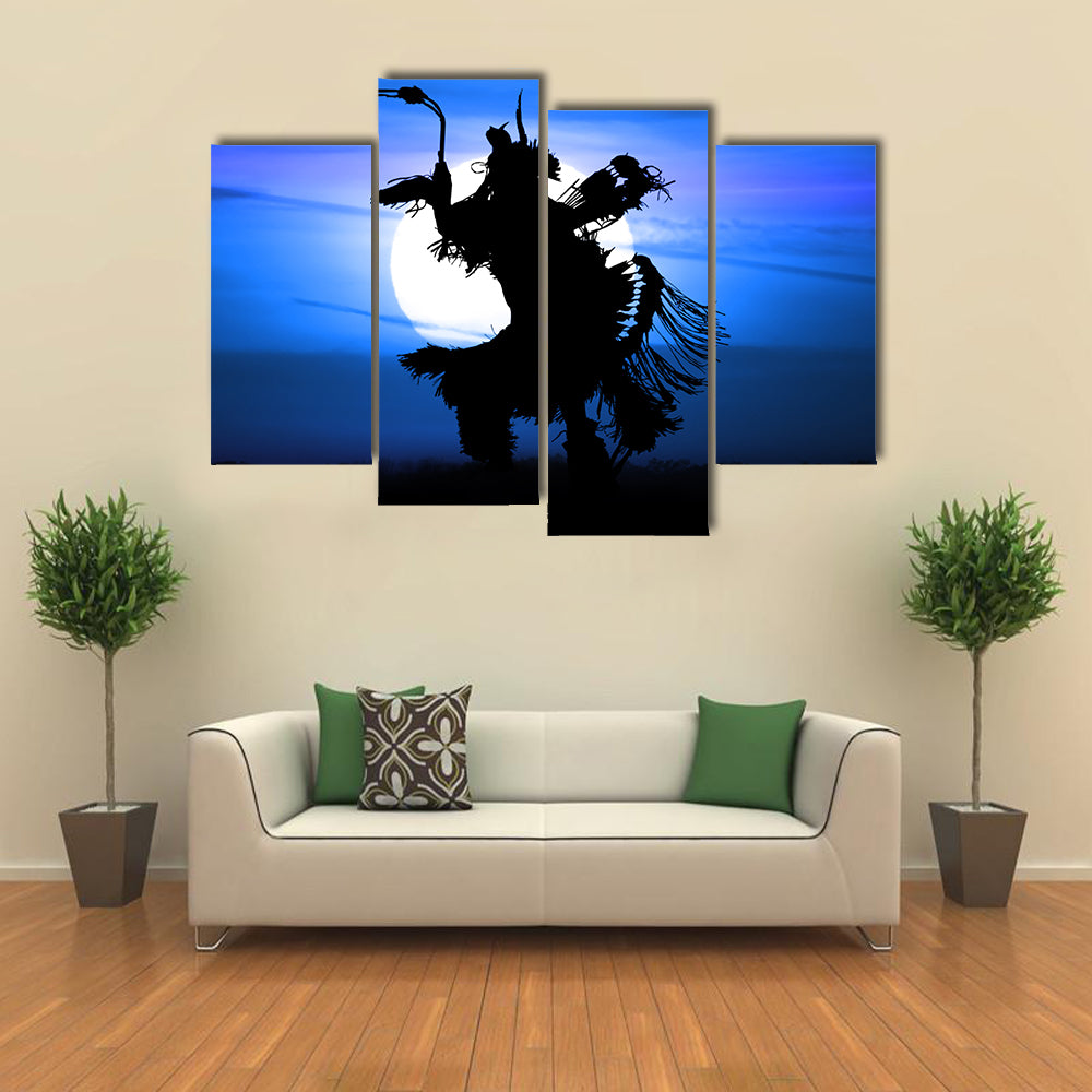 Native American Dancer Silhouette Canvas Wall Art