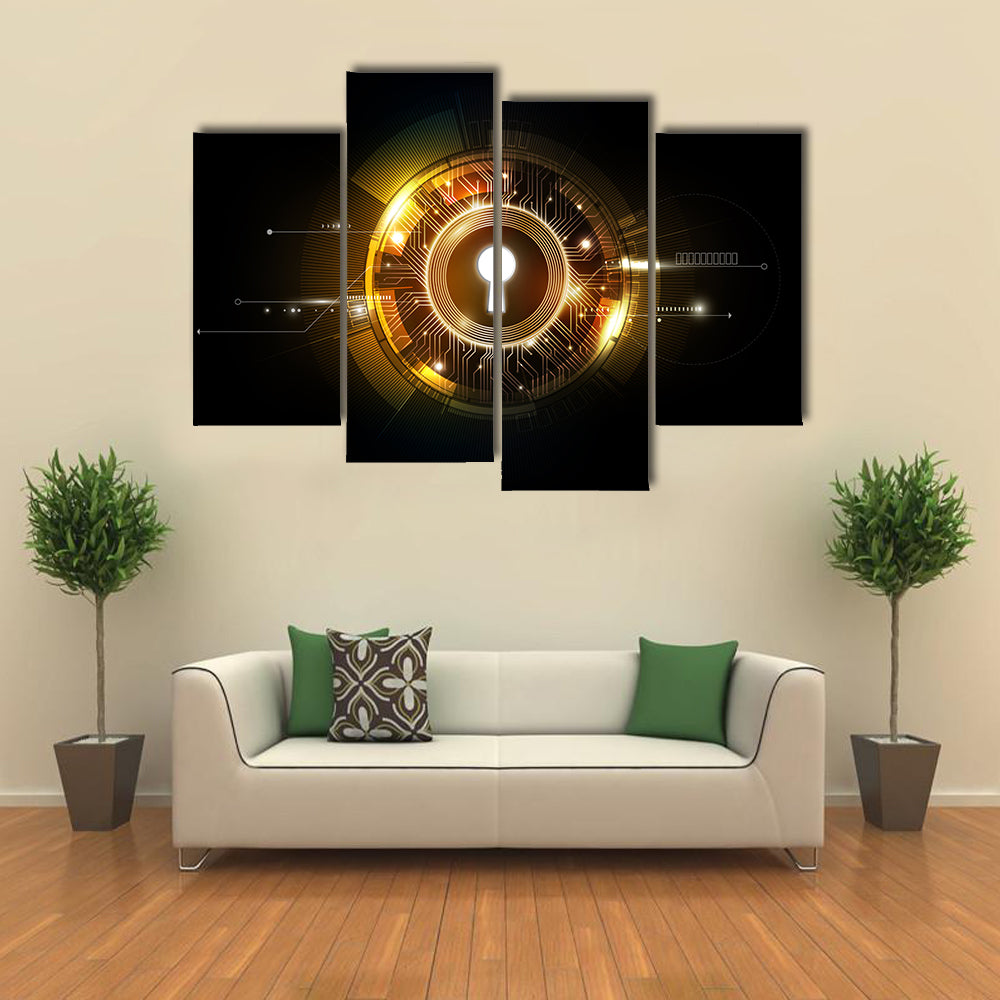 Glowing Keyhole Abstract Canvas Wall Art