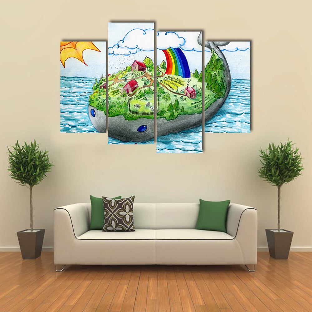 Fairy Tale Whale Island Canvas Wall Art