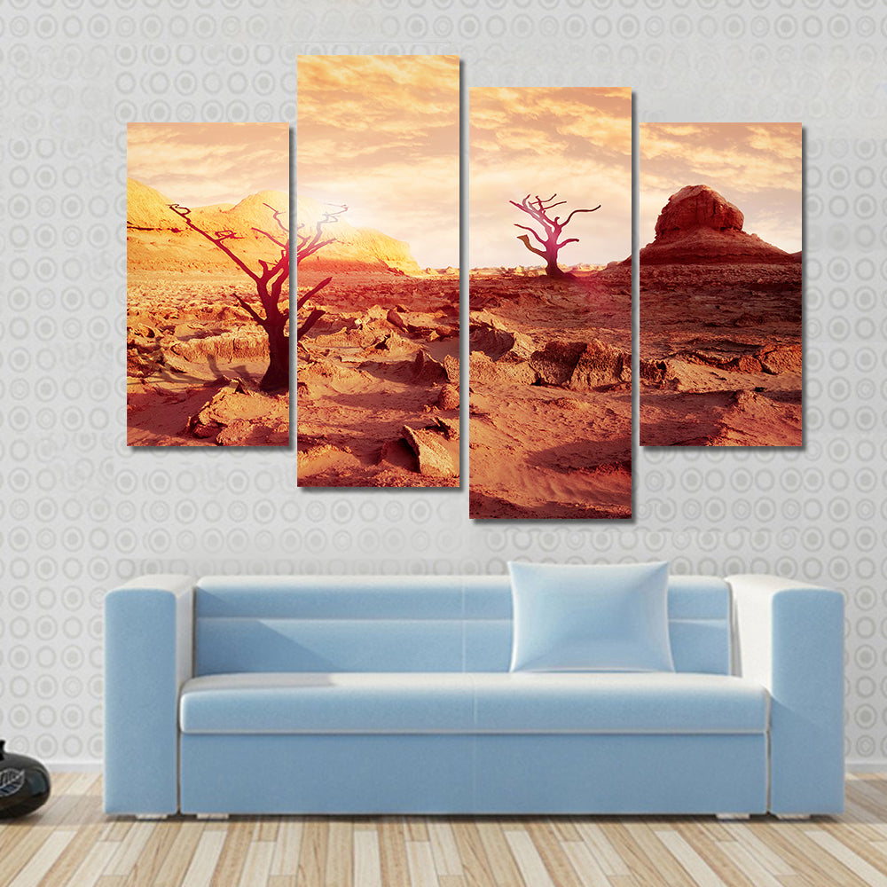 Dry Trees in the Desert Canvas Wall Art