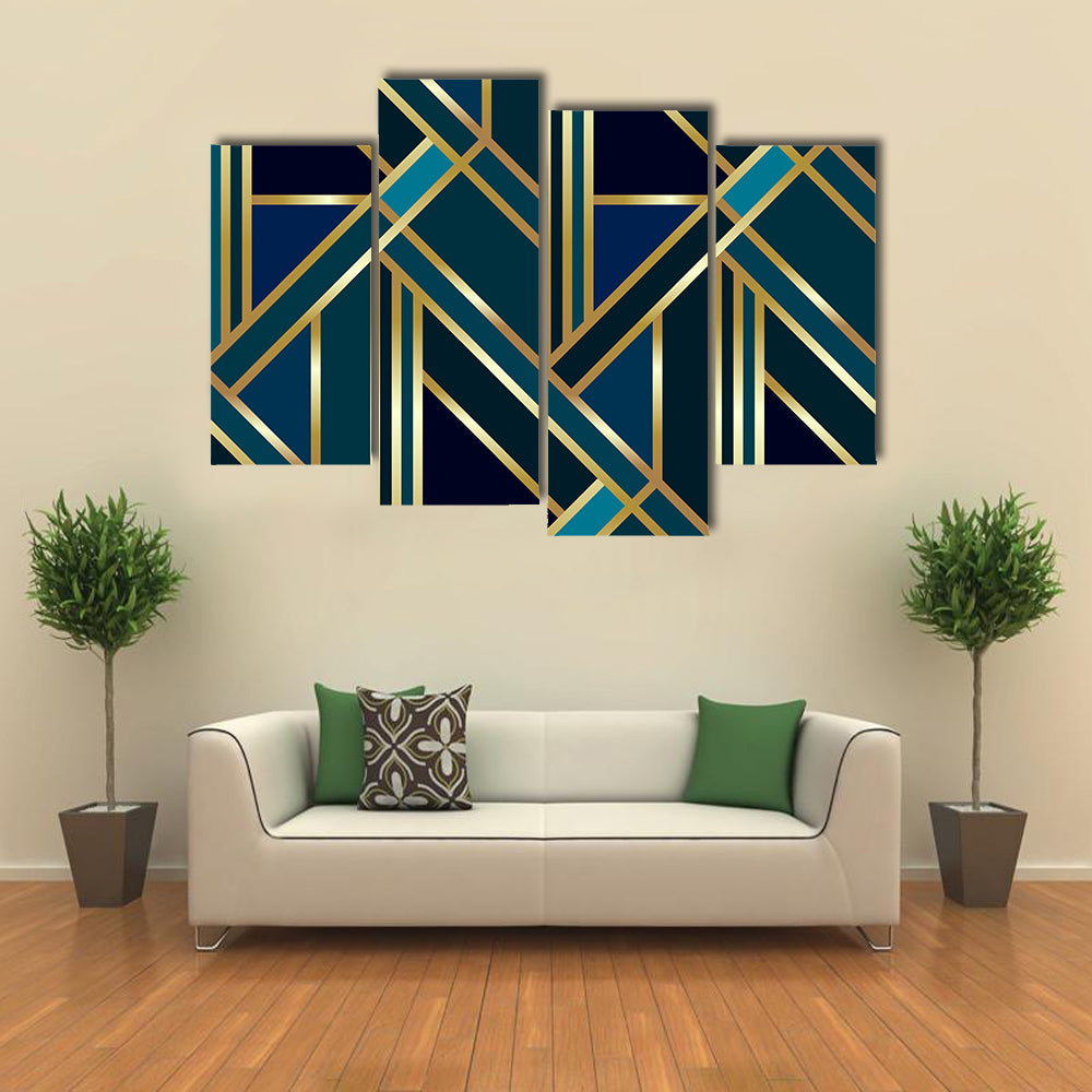 Golden Geometric Pattern Canvas Wall Art