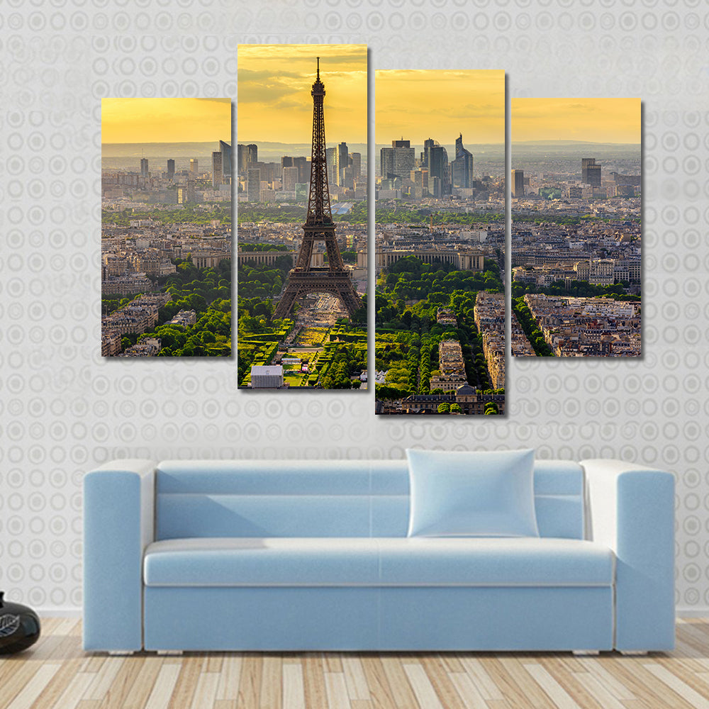 Eiffel Tower at Sunset, Paris Skyline Canvas Wall Art