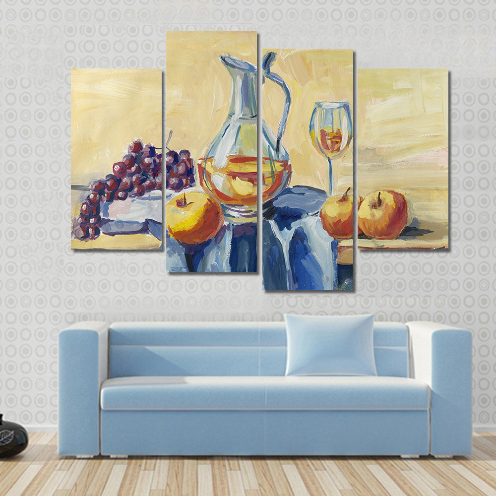 Classical Still Life with Pitcher and Fruit Canvas Wall Art
