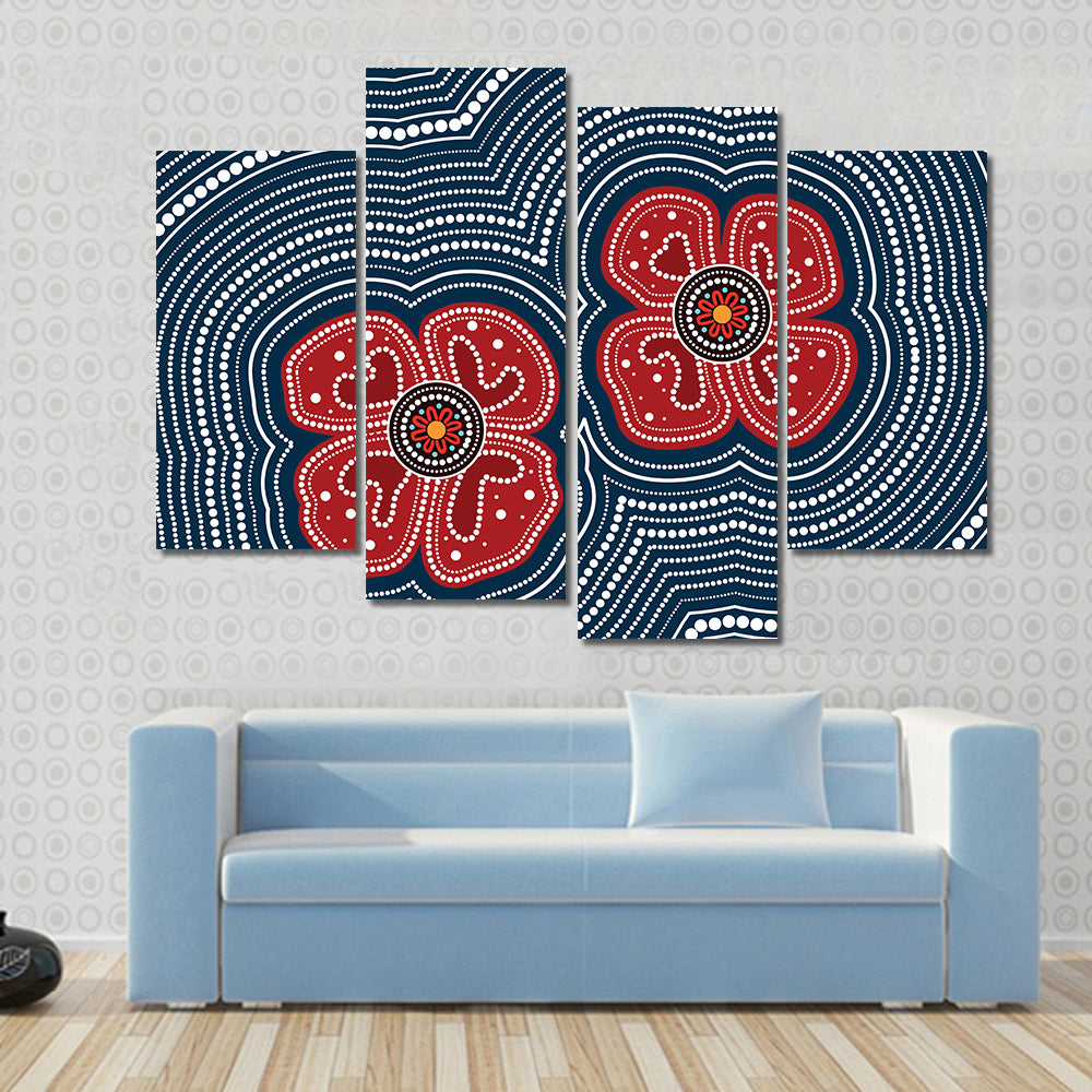 Dotted Red Poppy Flowers Canvas Wall Art