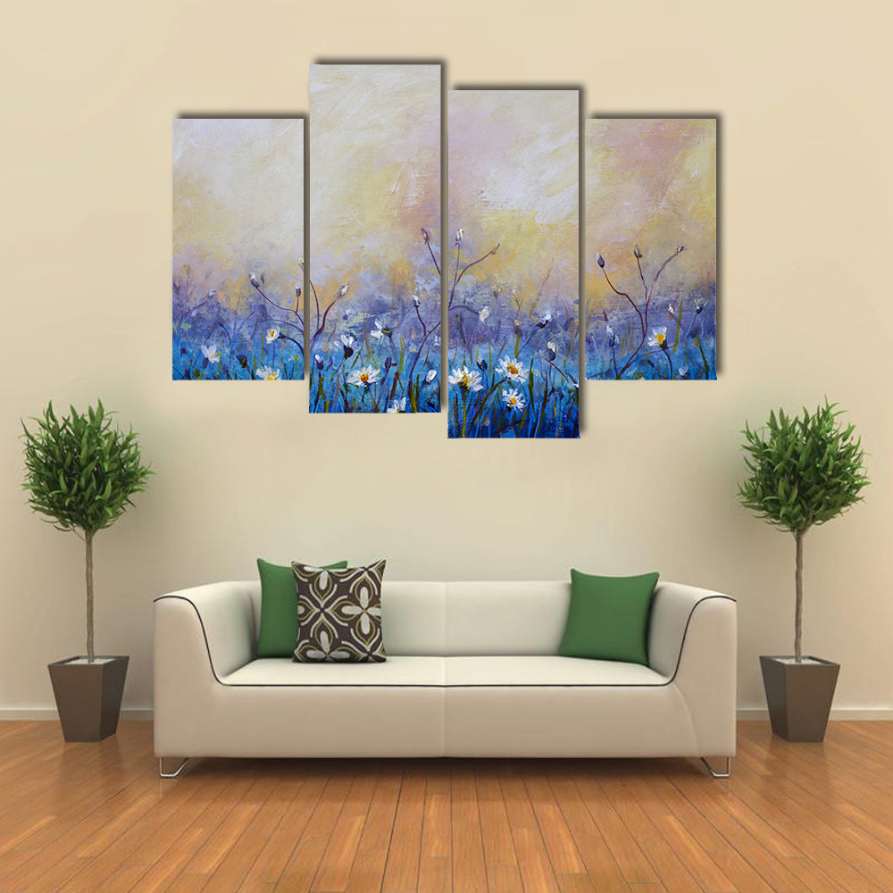 Abstract Daisy Meadow at Dawn Canvas Wall Art