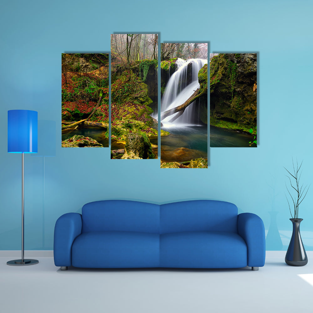 Waterfall In The Forest Canvas Wall Art
