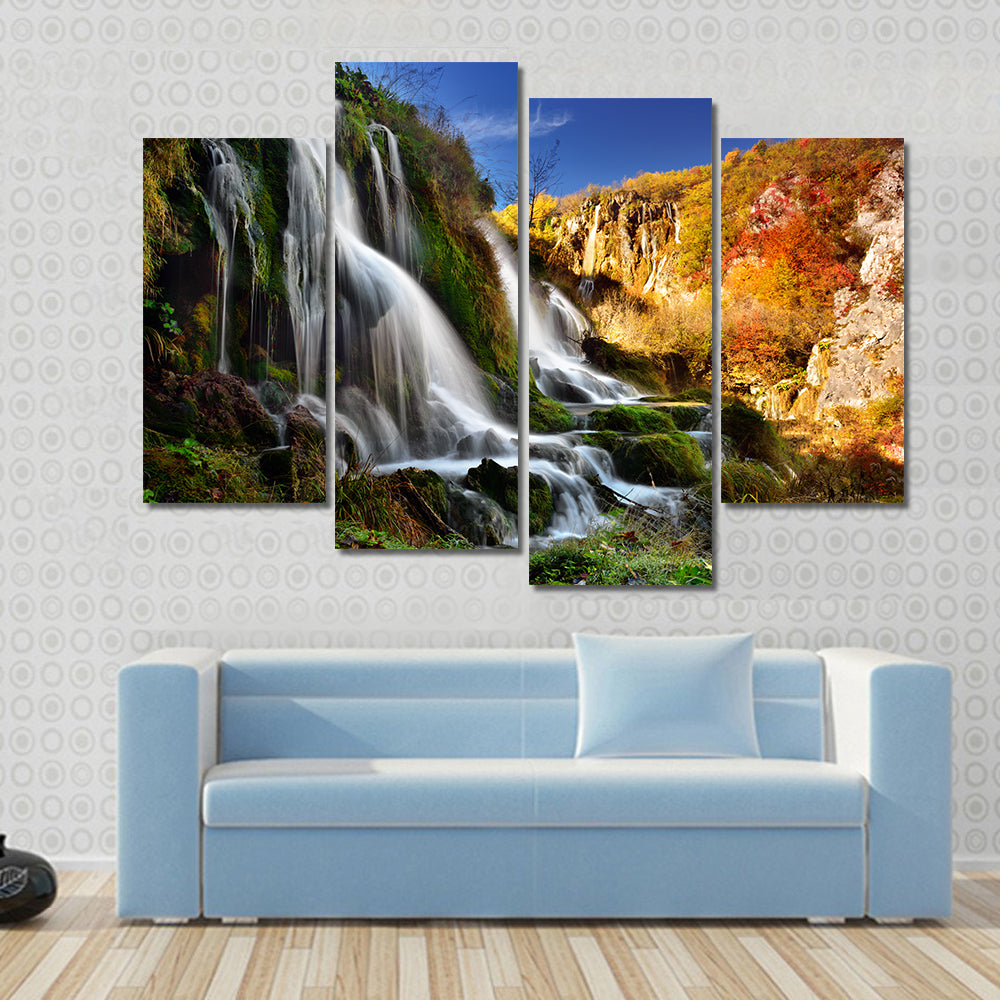 Waterfall In Plitvice Lakes National Park Canvas Wall Art