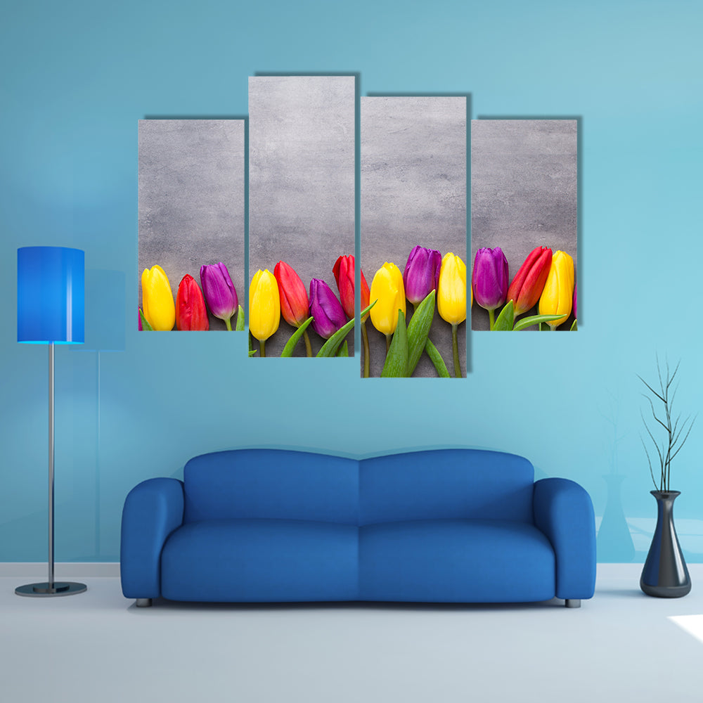 Multicolored Spring Flowers Tulips Canvas Wall Art