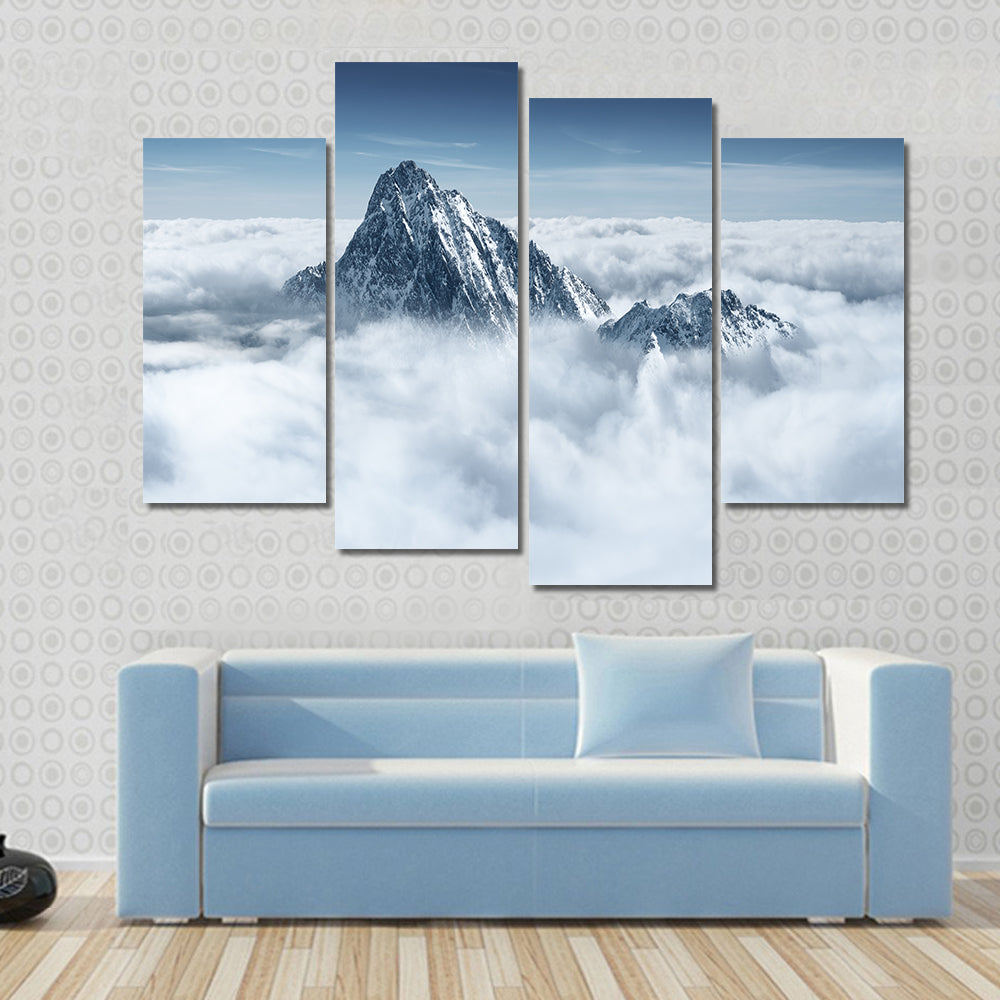 Alpine Mountain In The Clouds Canvas Wall Art