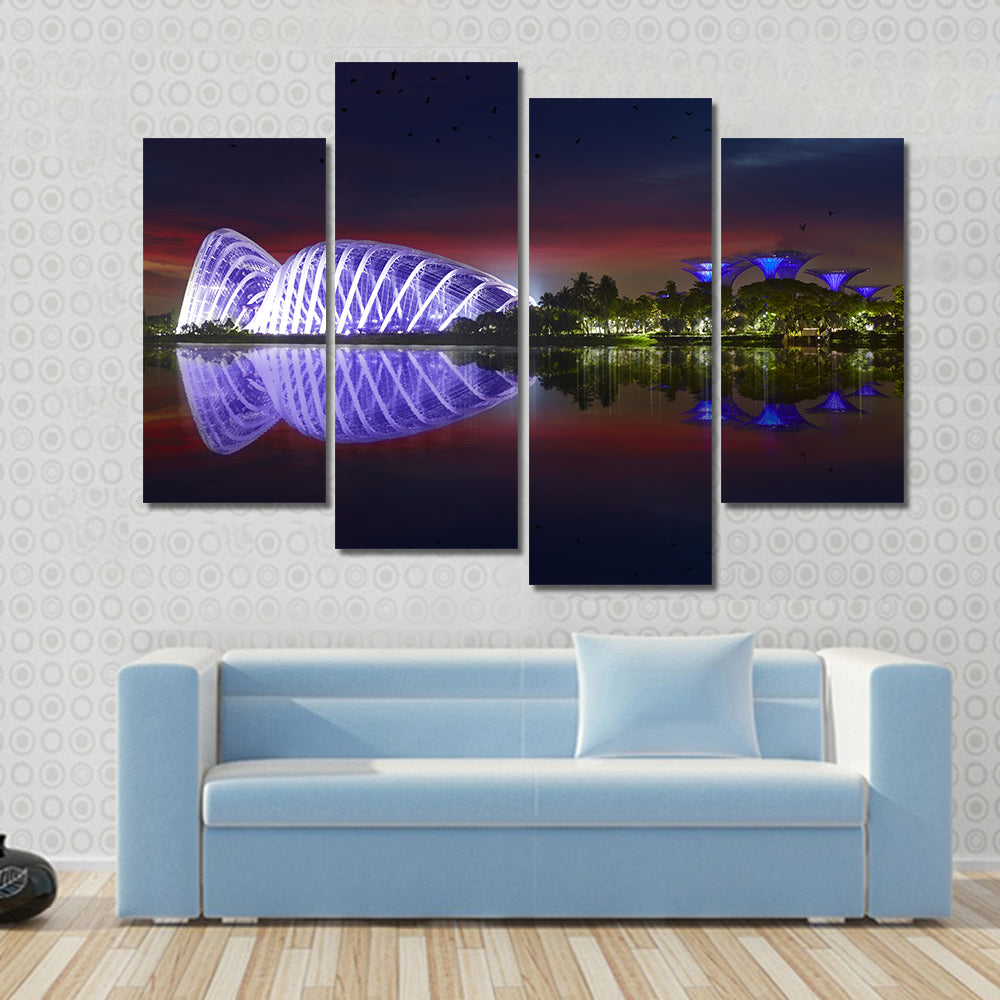 Singapore Gardens By The Bay At Night Canvas Wall Art