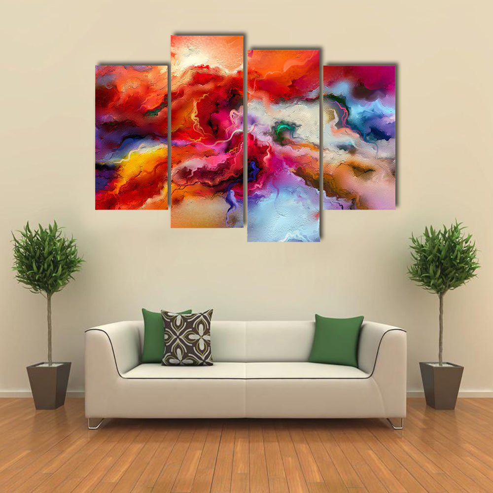 Colorful Hand Drawn Brush Stroke Abstract Canvas Wall Art
