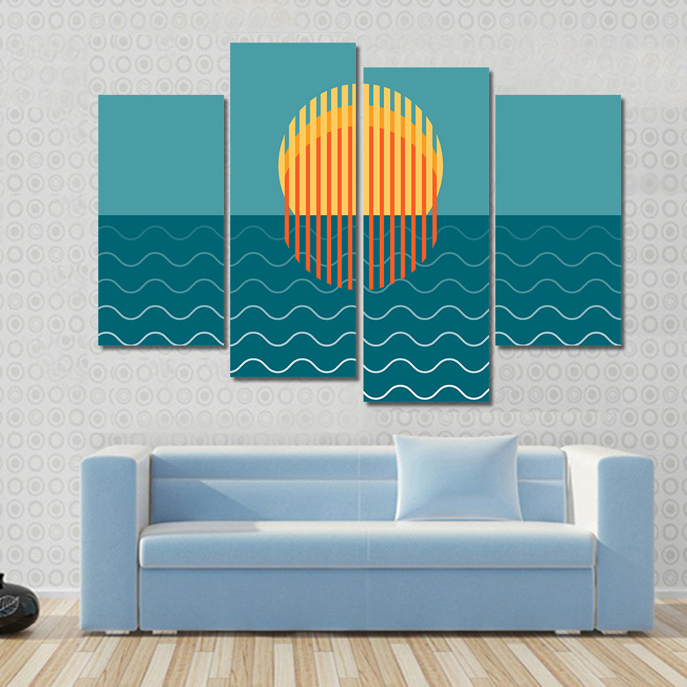 Minimalist Sunset Over Ocean Canvas Wall Art
