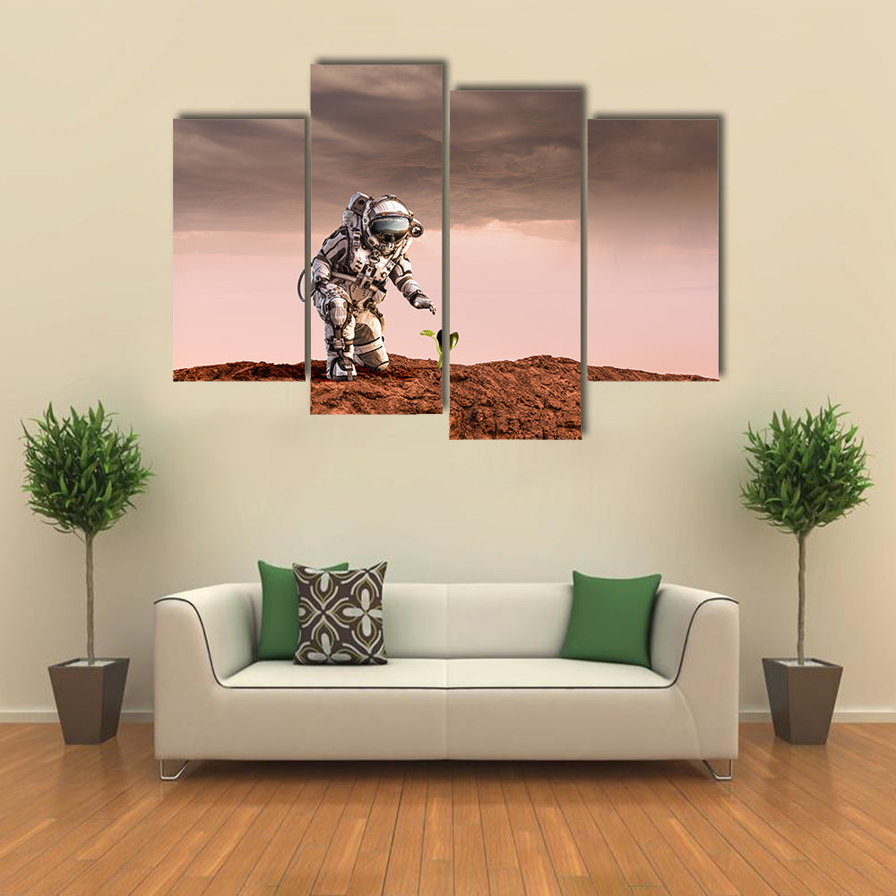 Astronaut on Rust-red Planet Canvas Wall Art