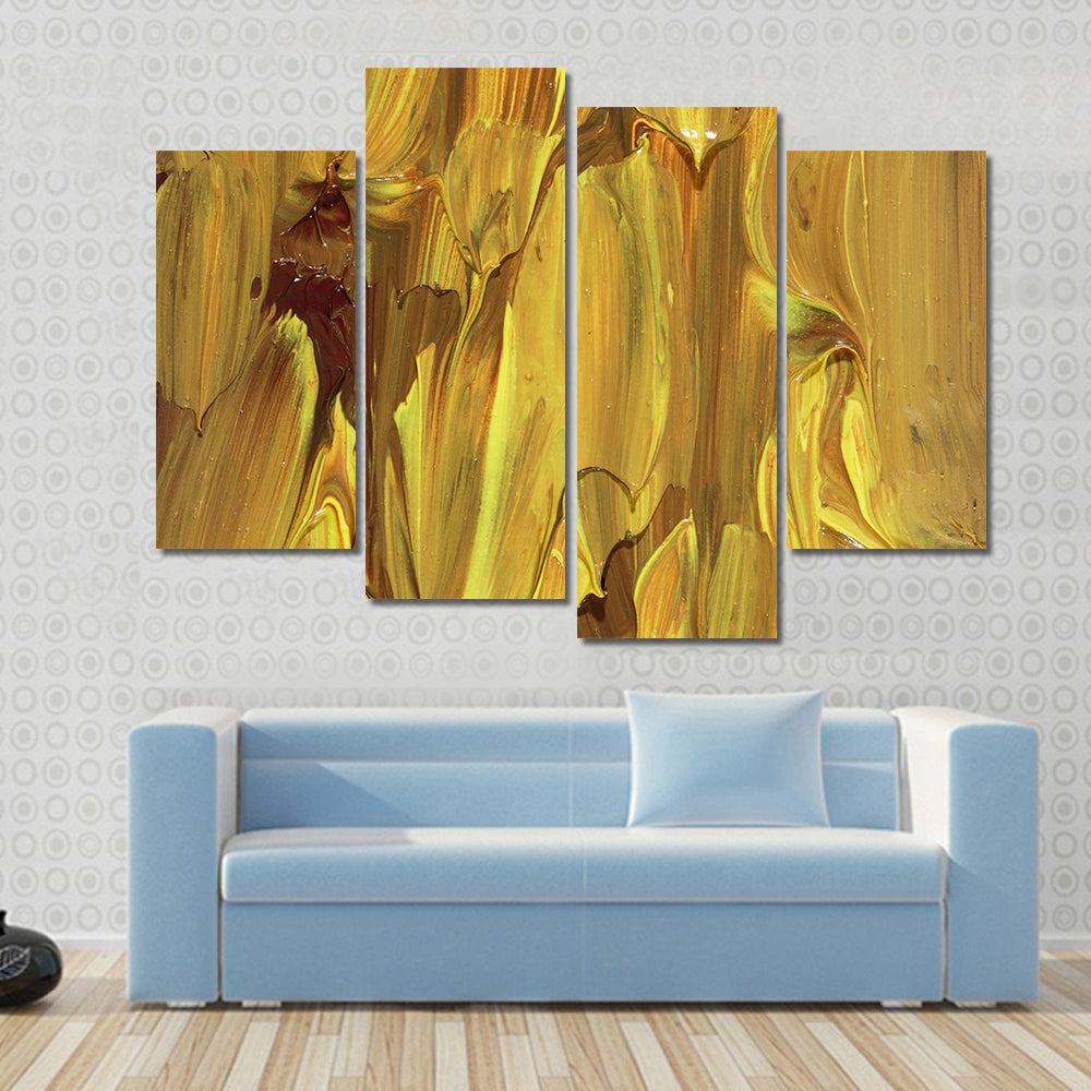 Gold Brushstrokes Abstract Canvas Wall Art