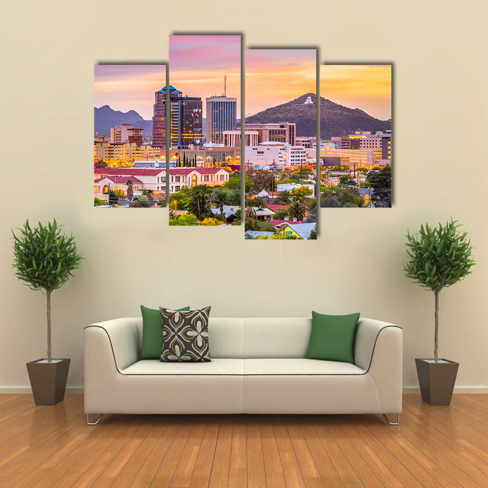 Tucson Skyline In Arizona Canvas Wall Art