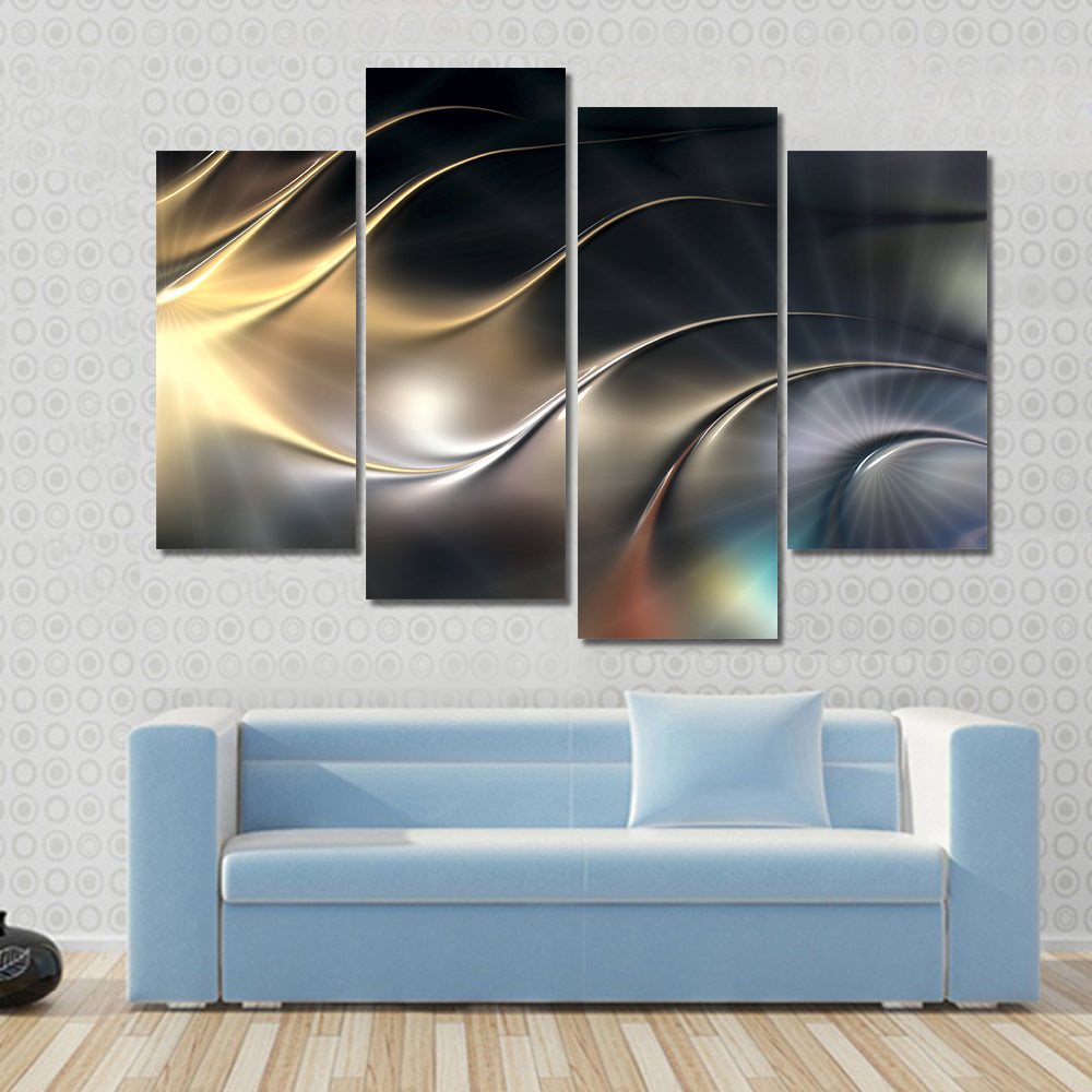 Abstract Metallic 3D Wave Canvas Wall Art