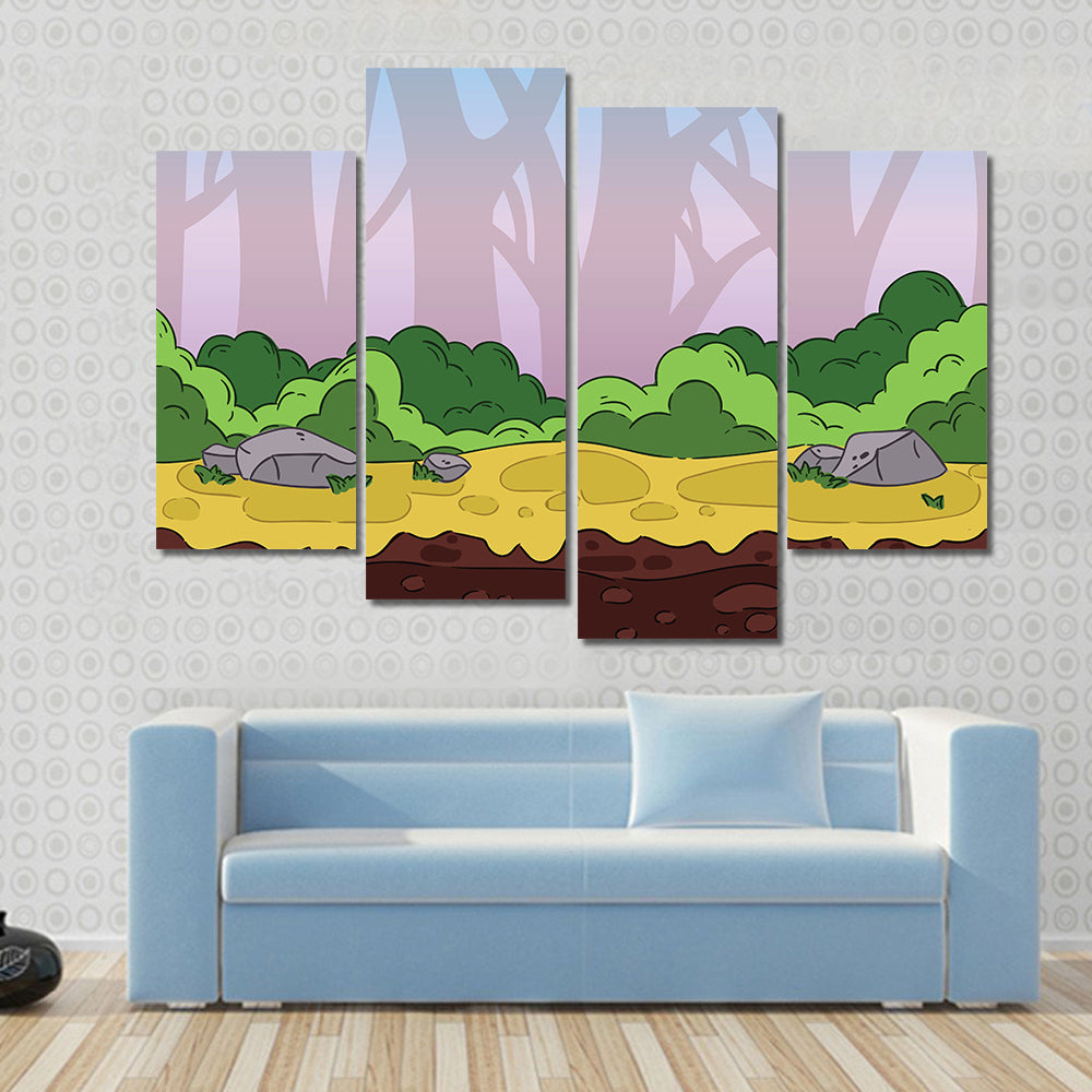 Seamless Cartoon Jungle Pattern Canvas Wall Art