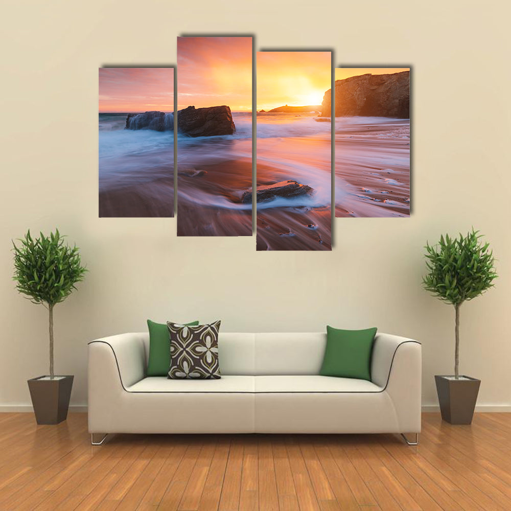 Quiberon Coastline at Sunset Canvas Wall Art