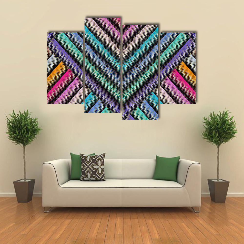 3d Striped Embroidery Chevron Canvas Wall Art