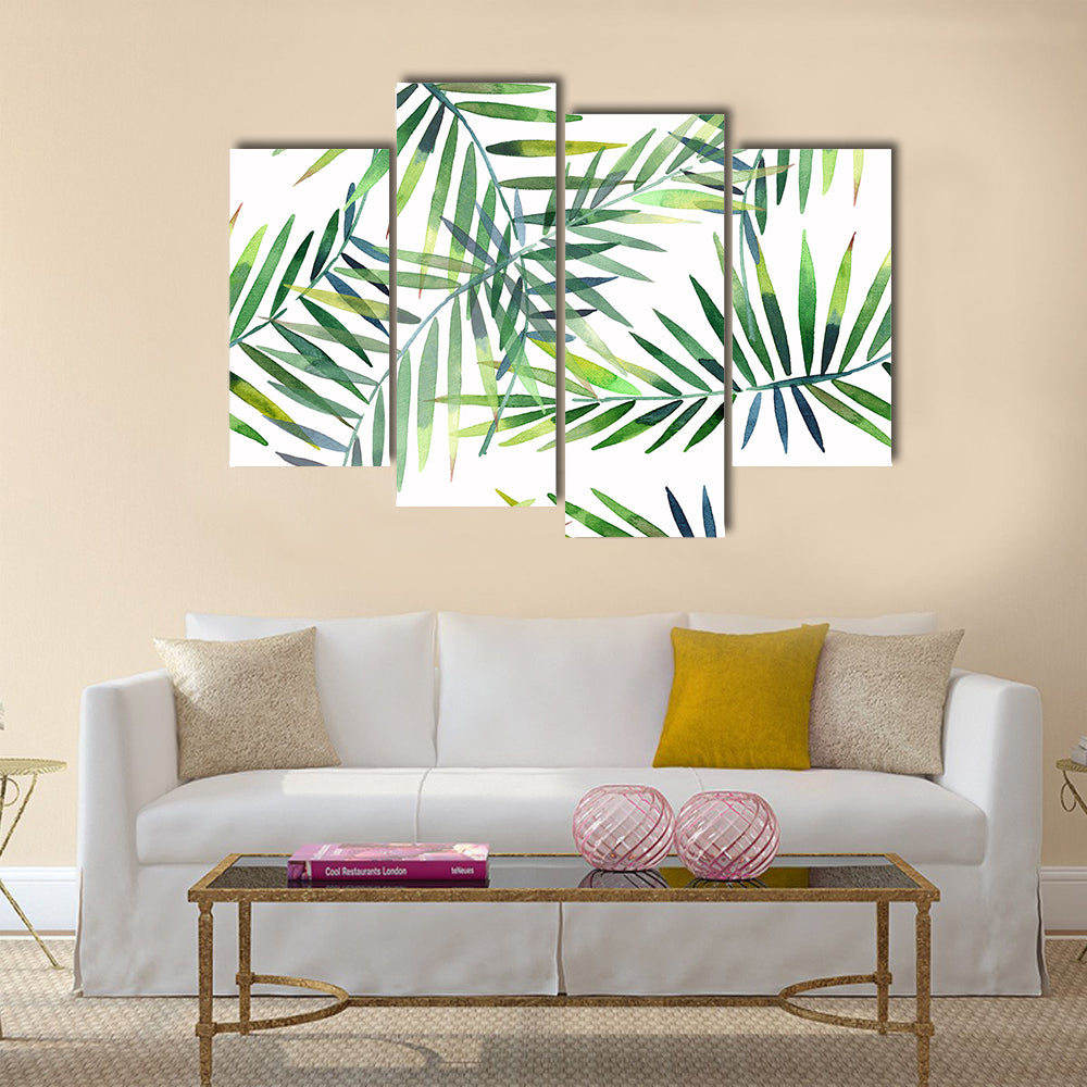 Green Tropical Palm Leaf Pattern Canvas Wall Art