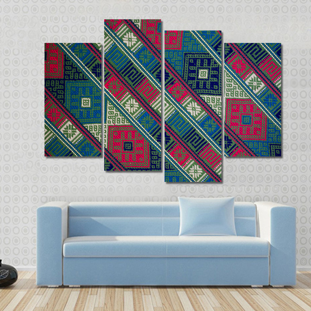 Bhutan Handwoven Textile Texture Canvas Wall Art